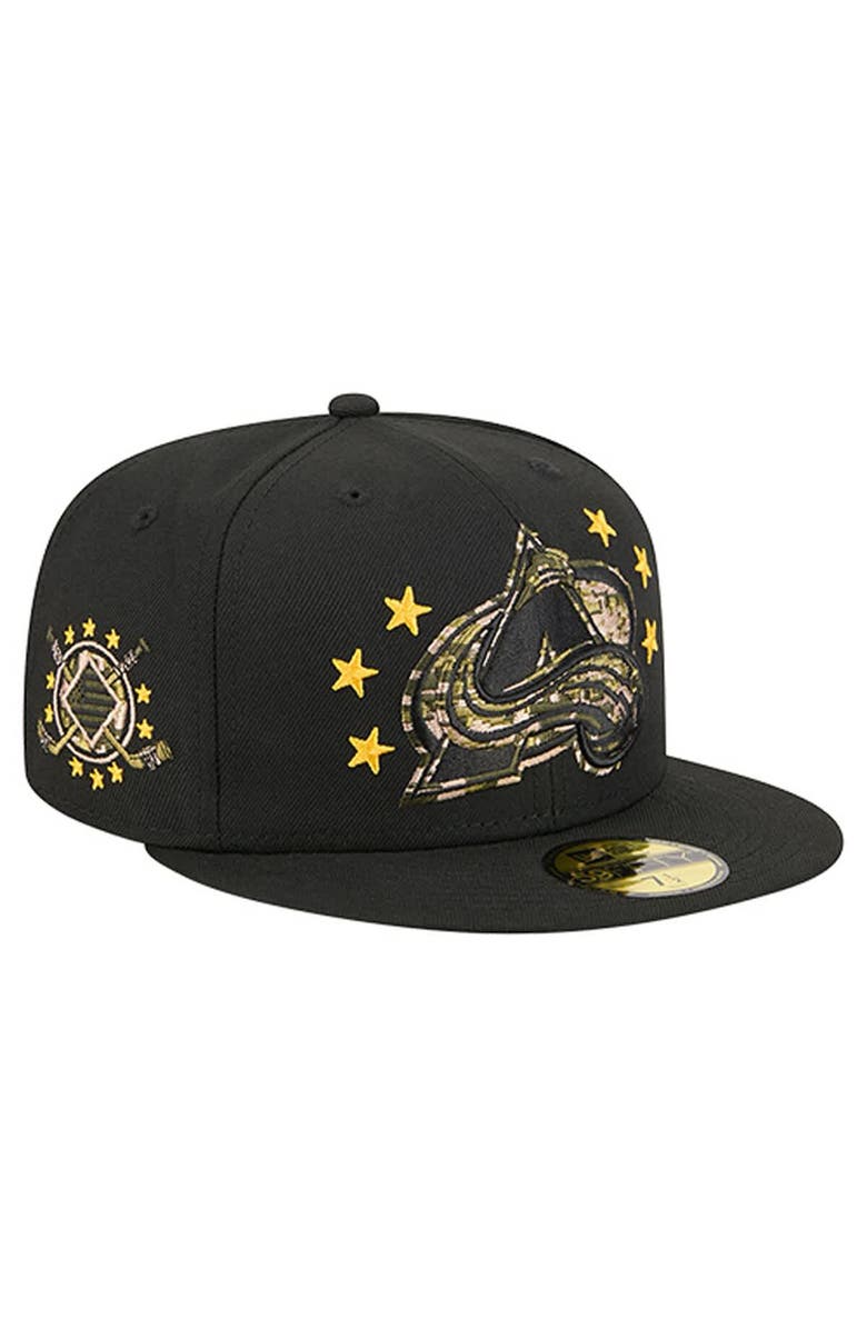 New Era Men's New Era Black Colorado Avalanche Military Appreciation Digital Camo Stars 59FIFTY Fitted Hat, Main, color, Black
