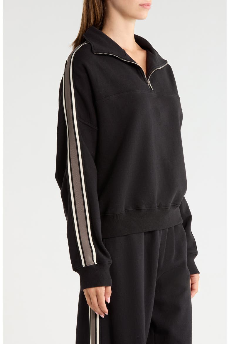 Goldie French Terry Quarter Zip Pullover, Alternate, color, BLACK/ LENTIL