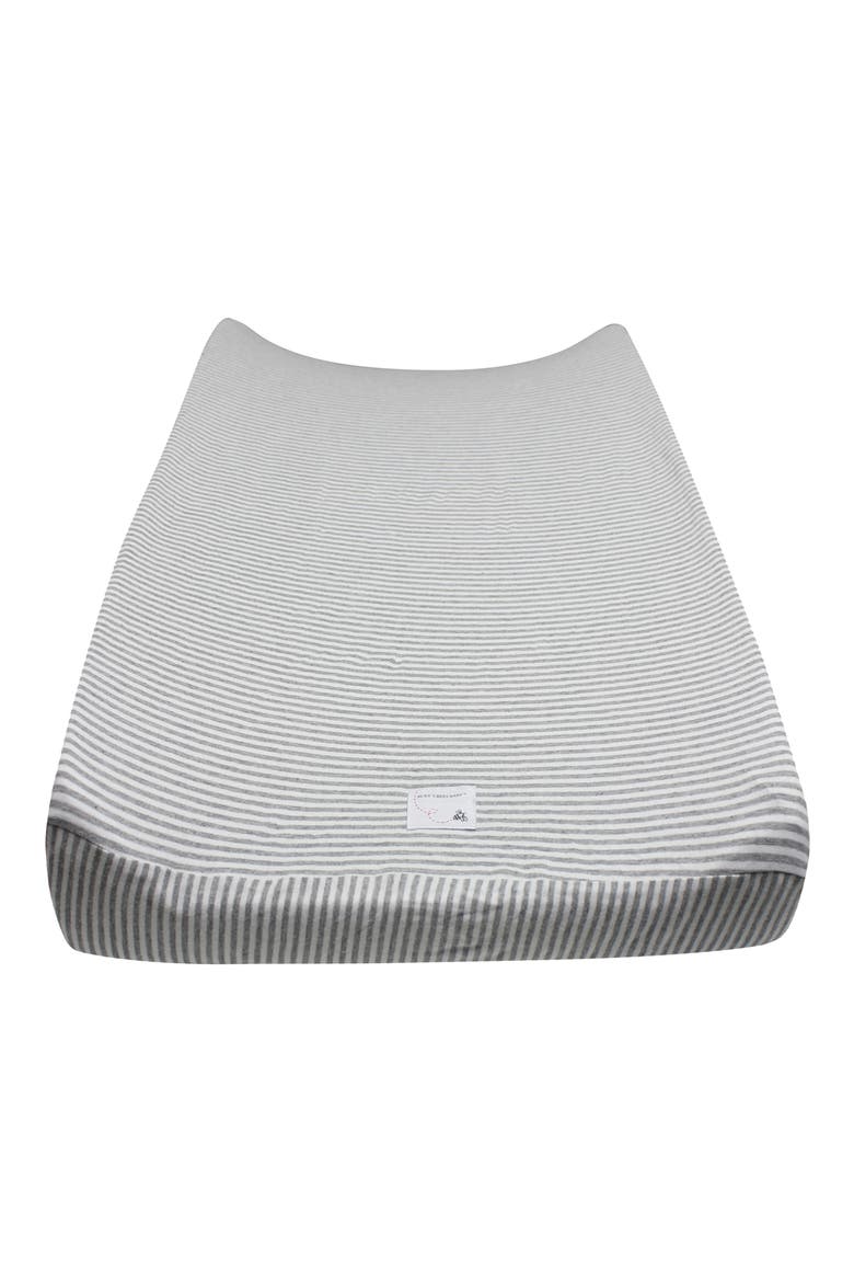 Stripe Organic Cotton Changing Pad Cover, Main, color, HEATHER GREY
