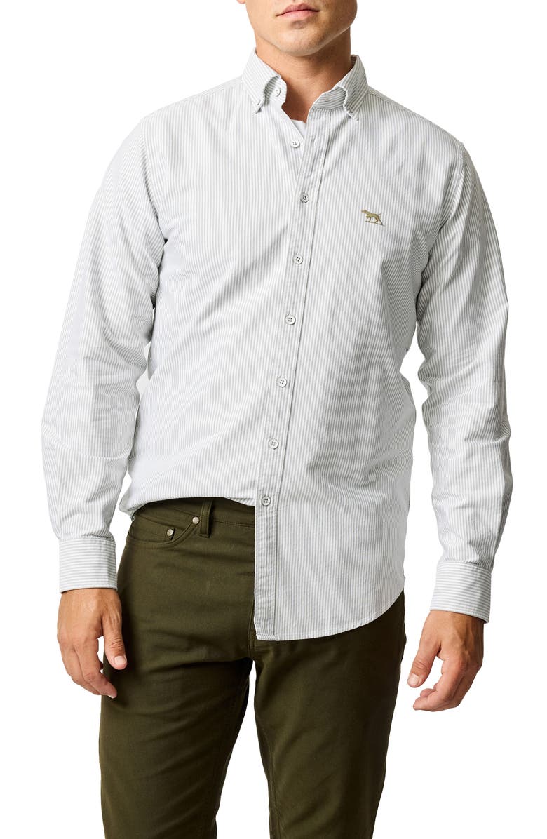 Rodd & Gunn Oxford Lakeside Stripe Sports Fit Shirt, Main, color, Khaki