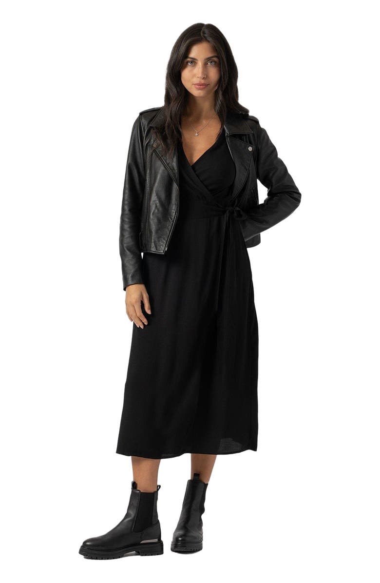 Saint + Sofia Bonham Studded Biker Jacket, Main, color, Black