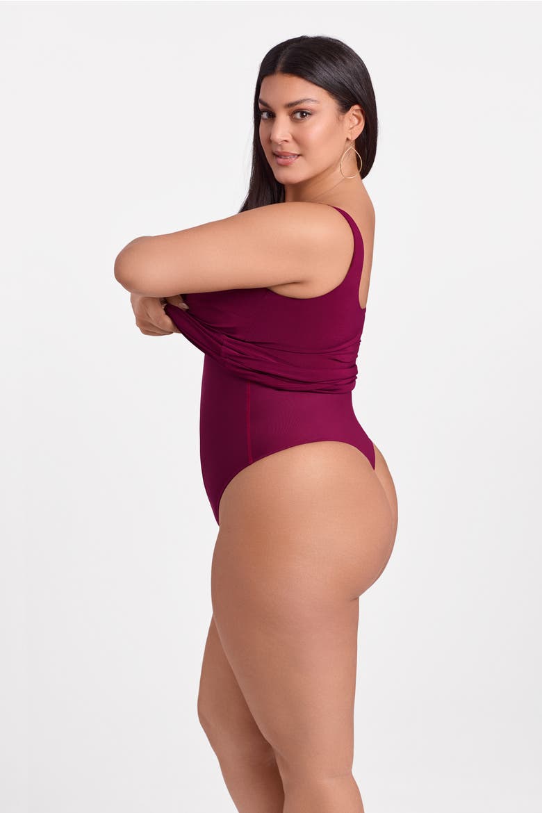 Sculpting Shapewear Shirred Waist Square Neck Tank Mini Dress, Alternate, color, Cherry Mocha