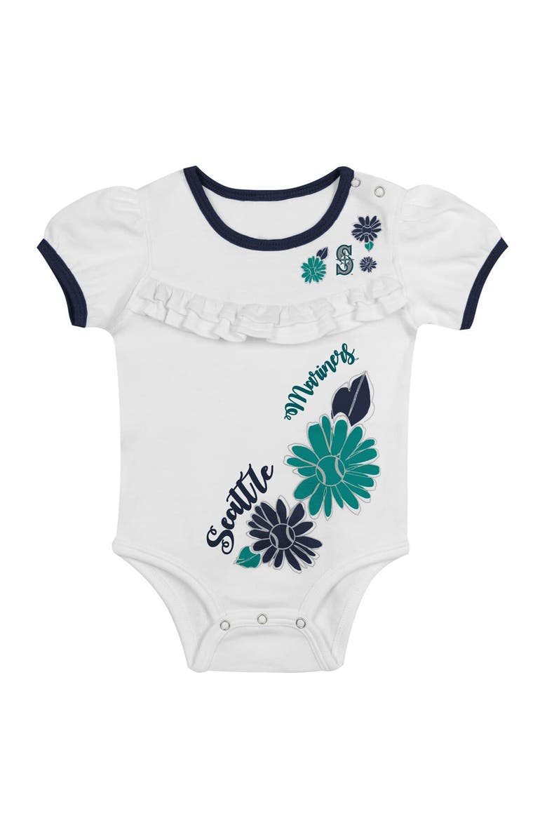 Outerstuff Newborn White/Navy Seattle Mariners Sweet Catcher 3-Piece Bodysuit, Headband and Skirt Set, Alternate, color, White