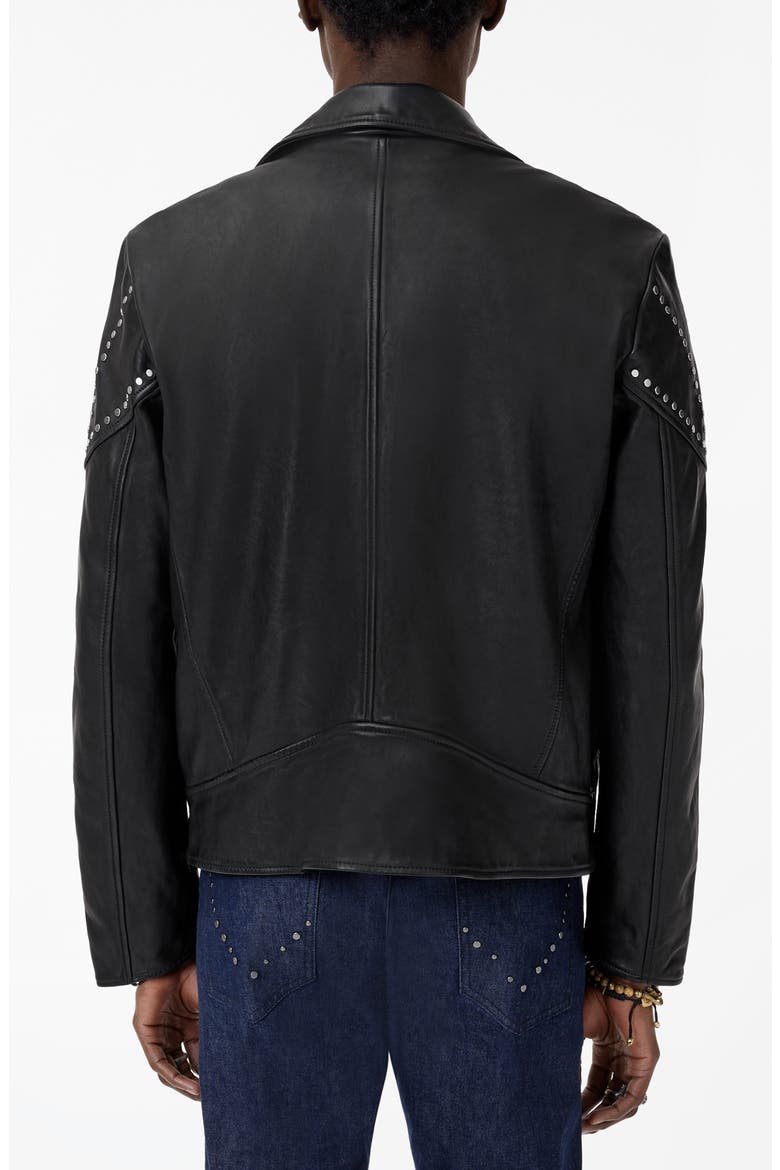 Daniel Oversprayed Leather Moto Jacket, Alternate, color, BLACK