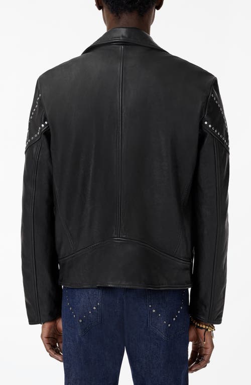 John Varvatos Daniel Oversprayed Leather Moto Jacket