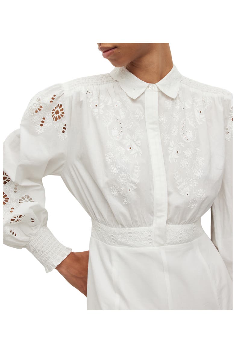 Keeley Broderie Long Sleeve Dress, Alternate, color, CHALK WHITE