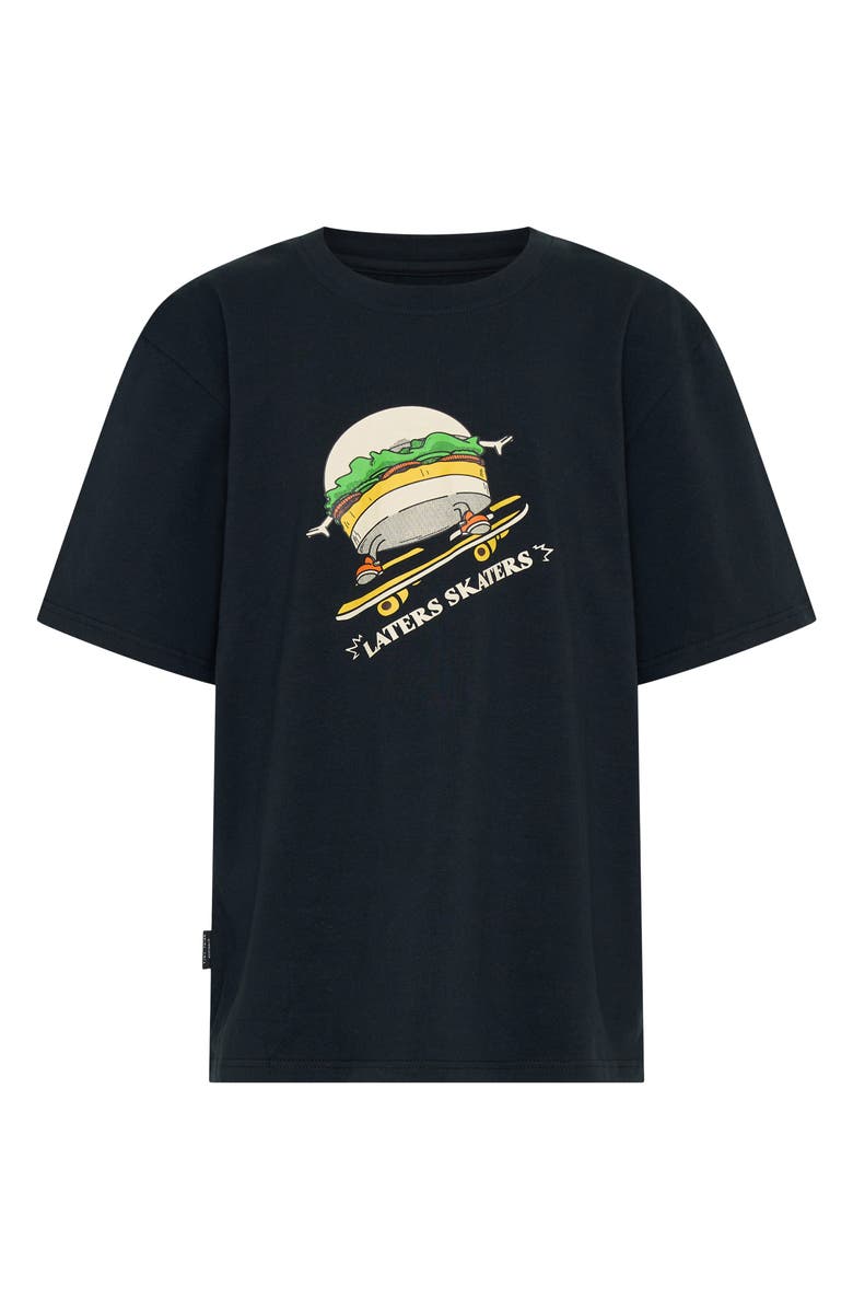 TINY TRIBE Kids' Laters Skaters Stretch Cotton Graphic T-Shirt, Main, color, Black