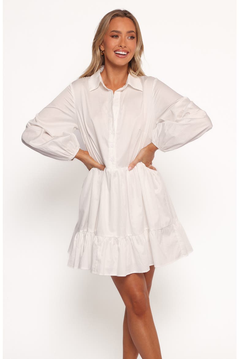Carlotta Long Sleeve Mini Shirtdress, Alternate, color, WHITE