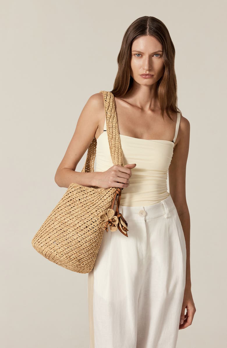 Helen Kaminski Lani Crochet Raffia Shoulder Bag, Alternate, color, Natural