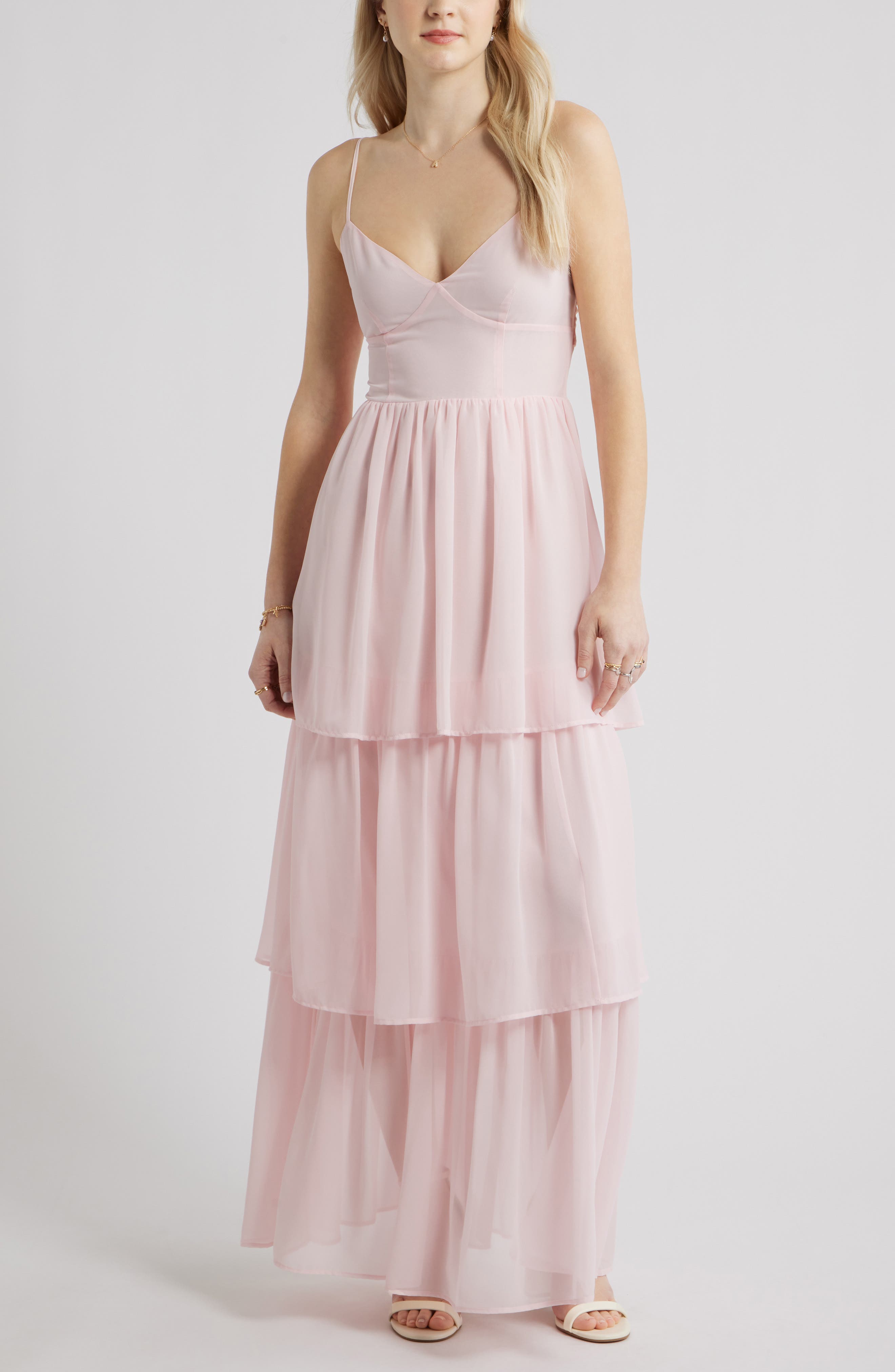 Tiered Chiffon Maxi Cocktail Dress - image 3
