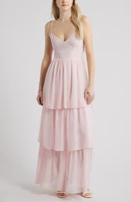 BP. Tiered Chiffon Maxi Cocktail Dress