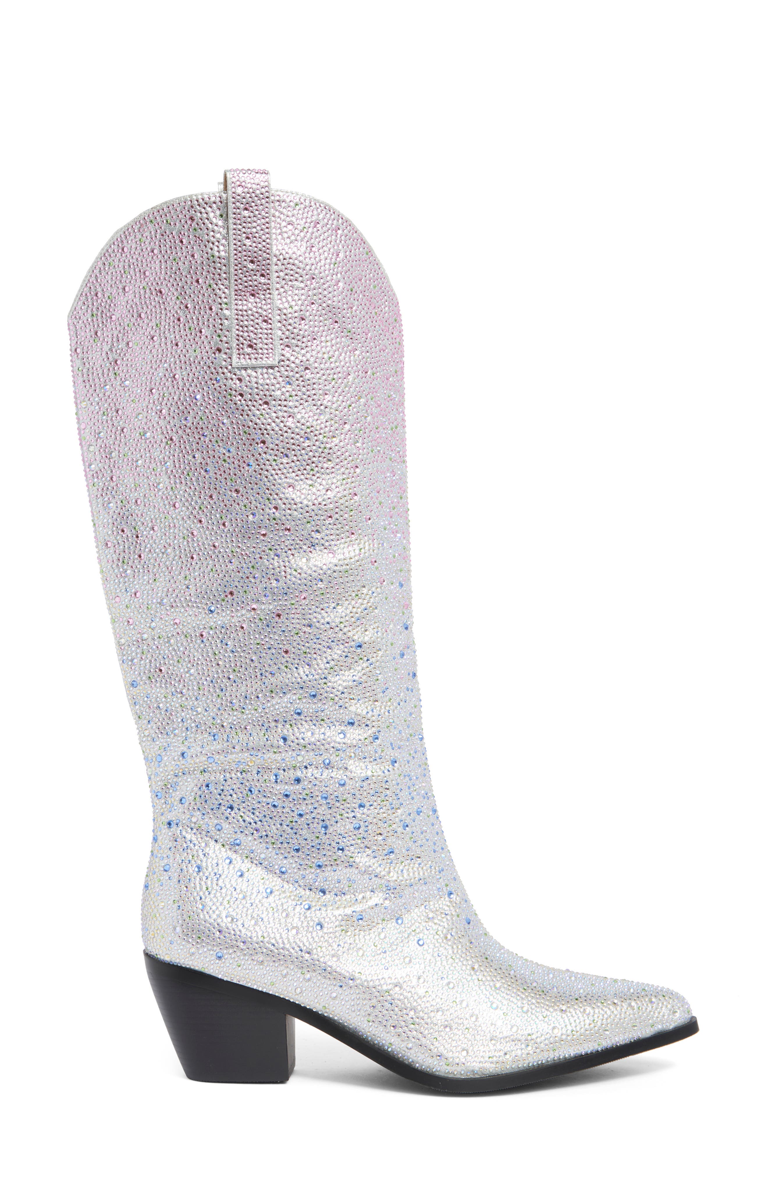 AZALEA WANG Almudena Glitter Western Bootie, Alternate, color, Silver