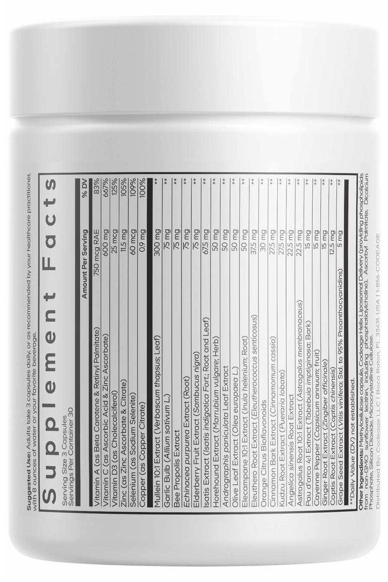 Liposomal Mullein Ultra, Elderberry, Propolis, Echinacea Supplement, Alternate, color, White