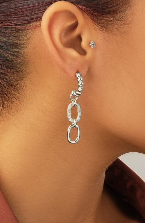 Sterling Forever Andi Cz Drop Hoop Earrings In Silver