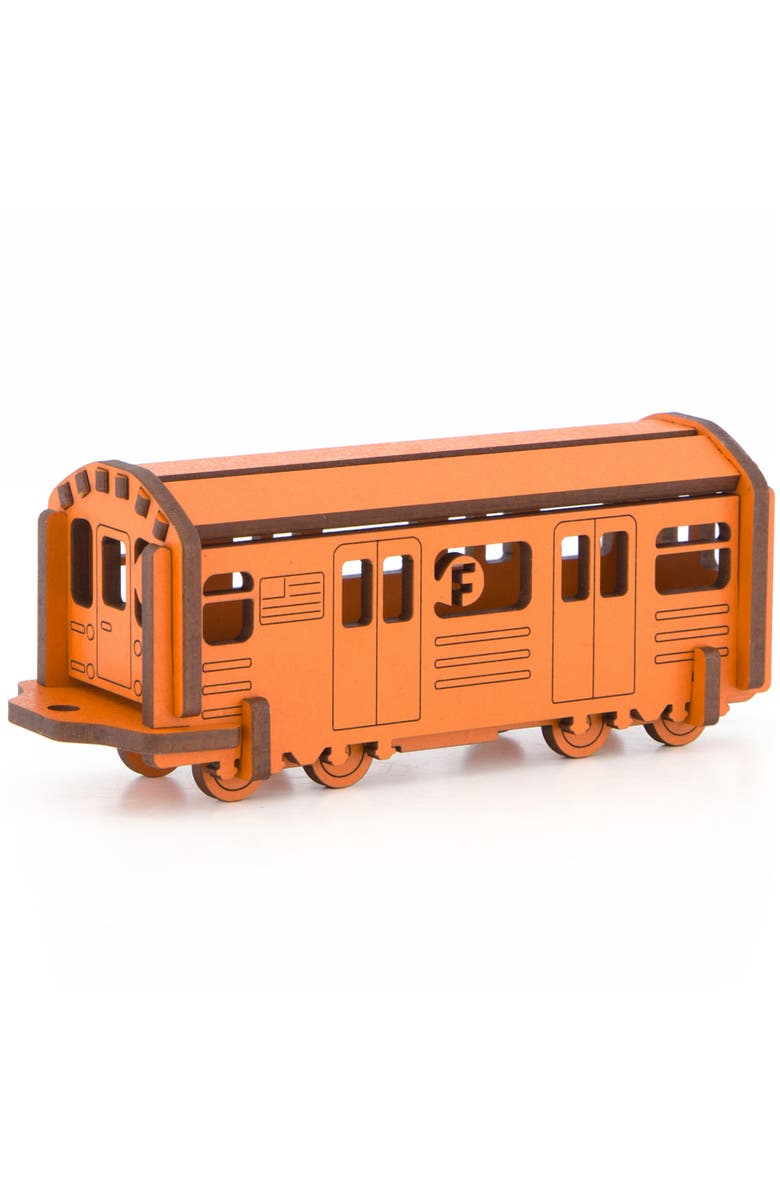 Little & Wood Woodlet Medium Nyc Subway F Train, 3D Wooden Kitset, Ages 6+, Main, color, Multicolored