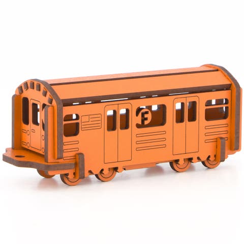 Woodlet Medium Nyc Subway F Train, 3D Wooden Kitset, Ages 6+