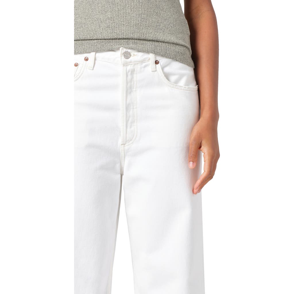 Shop Agolde Dame High Waist Wide Leg Jeans In Milkshake