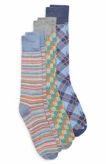 Assorted 3-Pack Stretch Cotton Dress Socks