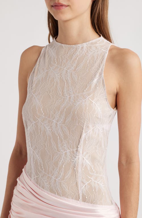 Sonya Moda Dalia Mixed Media Gown In Blush