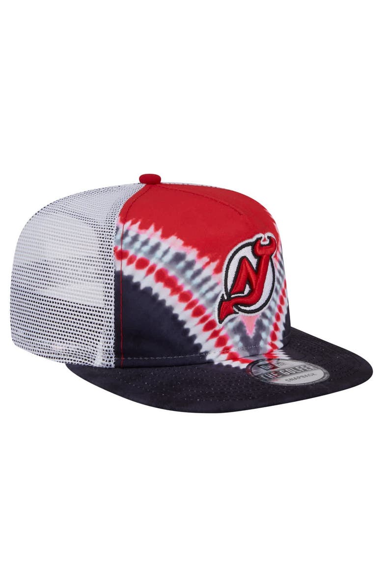 New Era Men's New Era Black/Red New Jersey Devils Throwback V-Dye Adjustable Golfer Hat, Alternate, color, Black