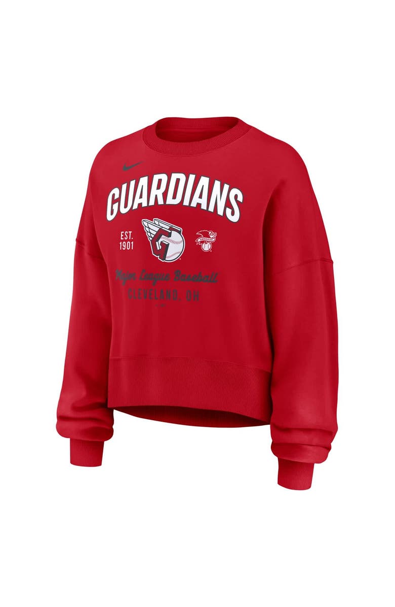 Nike Women's Nike Red Cleveland Guardians Oversized High Hip Pullover Sweatshirt, Alternate, color, Red