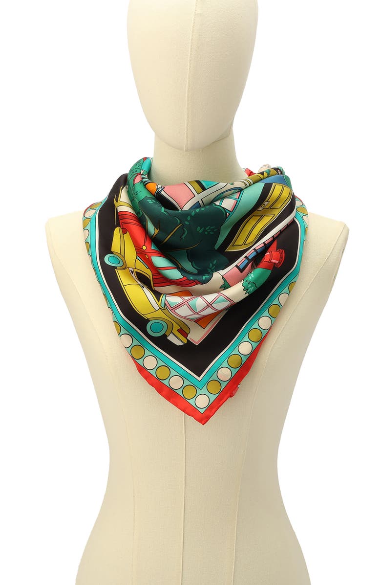 Kate Spade New York townhouse silk square scarf, Alternate, color, Blue Multi