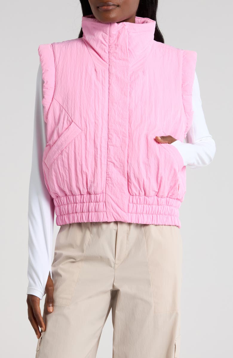 Free People FP Movement Scrunch Time Puffer Vest, Alternate, color, Pink Aura
