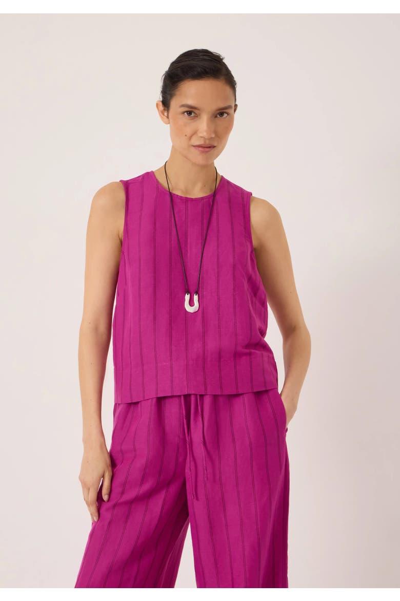 Vera Stripe Linen Blend Shell Top, Main, color, Orchid Stripe Pink