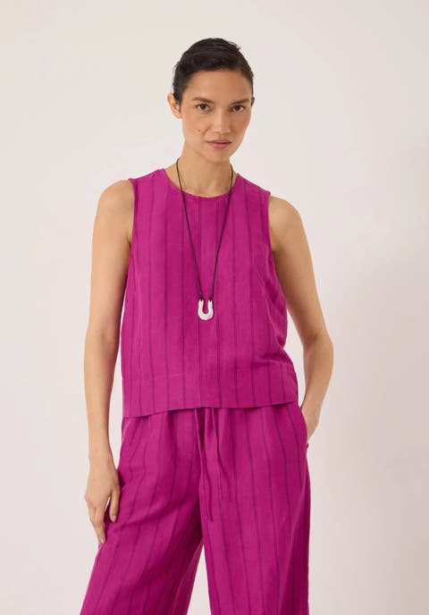 Vera Stripe Linen Blend Shell Top