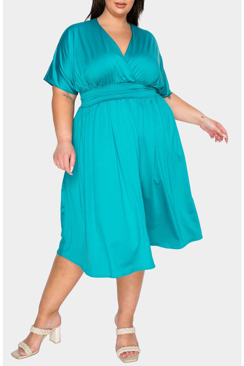 Cyra Empire Waist Midi Dress, Alternate, color, JADE