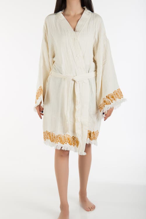 Forever & Always Shoes Romy Handmade Cotton Boho Kimono In Off-white