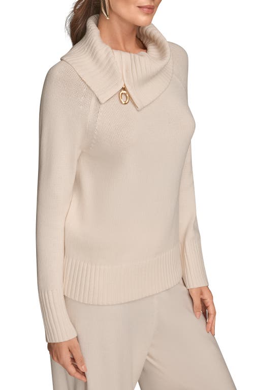 Donna Karan New York Asymmetric Zip Collar Sweater In Black