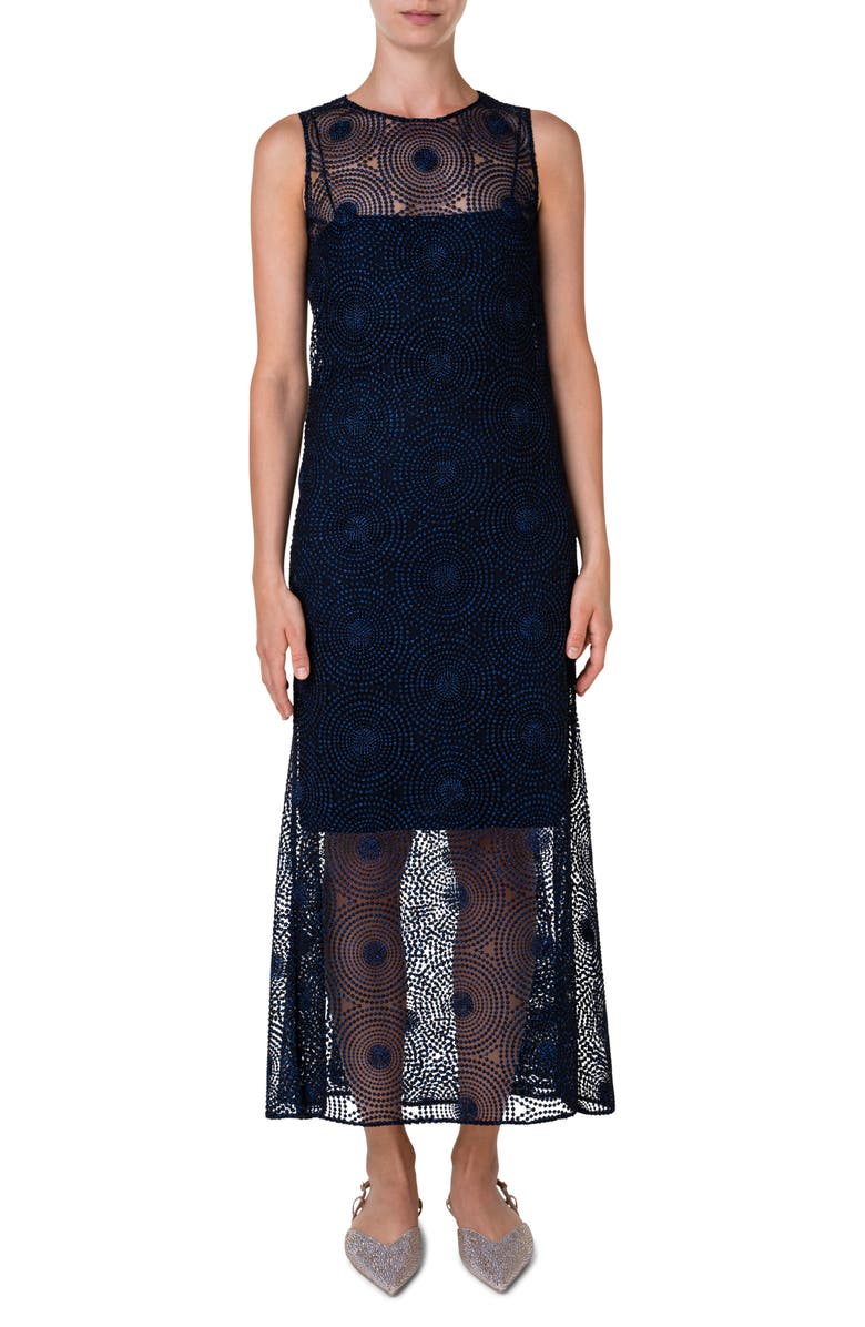 Akris punto Metallic 3D Dot Tulle Dress, Main, color, 