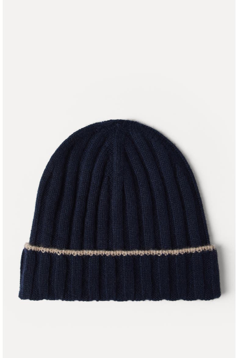 Cashmere rib knit beanie, Alternate, color, Navy Blue