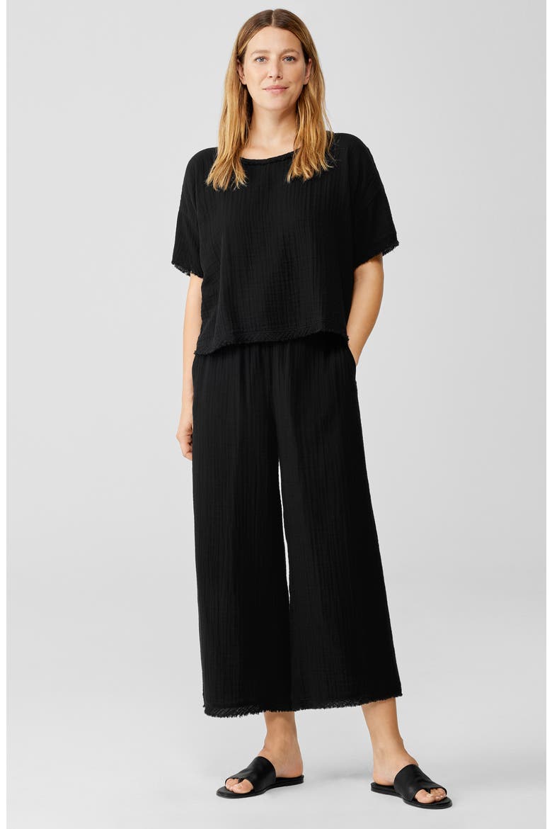 Ballet Neck Organic Cotton Boxy Top, Alternate, color, BLACK