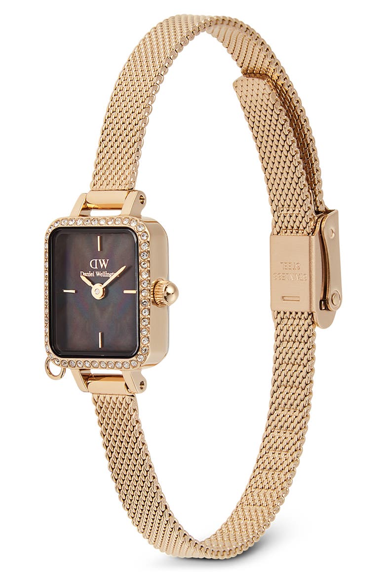 Quadro Mini Crystal Zodiac Bracelet Watch, 15mm, Alternate, color, GOLD
