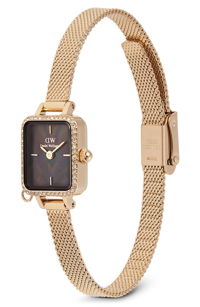 Daniel Wellington Quadro Mini Crystal Zodiac Bracelet Watch, 15mm, Alternate, color, Gold