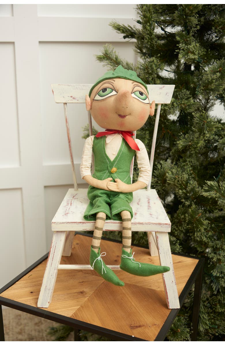 Gallerie II Bartholomew Elf Joe Spencer Gathered Traditions Christmas Art Doll Figure, Alternate, color, Green