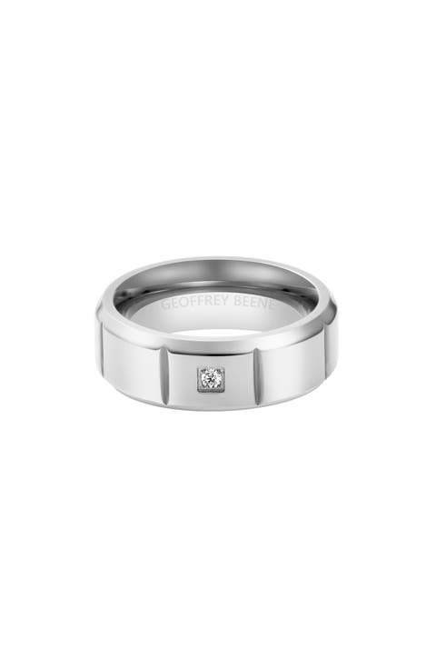 Men's Stainless Steel Cubic Zirconia Band Ring