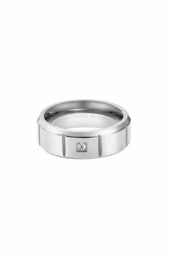 GEOFFREY BEENE Men's Stainless Steel Cubic Zirconia Band Ring