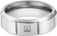 GEOFFREY BEENE Men's Stainless Steel Cubic Zirconia Band Ring