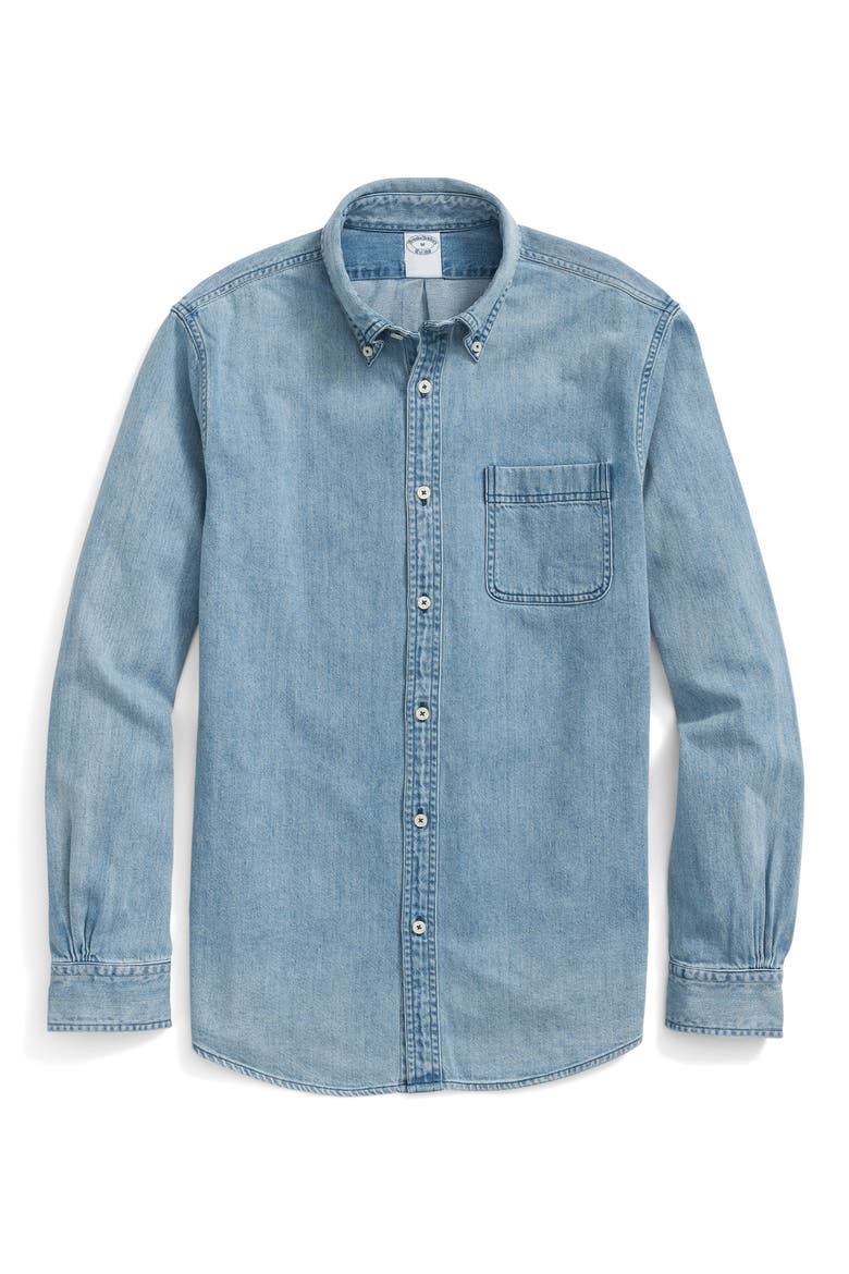 Archival Denim Button-Down Shirt, Main, color, VINTAGEBLUE