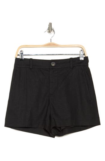 Vince Casual Linen Blend Shorts In Soft Black