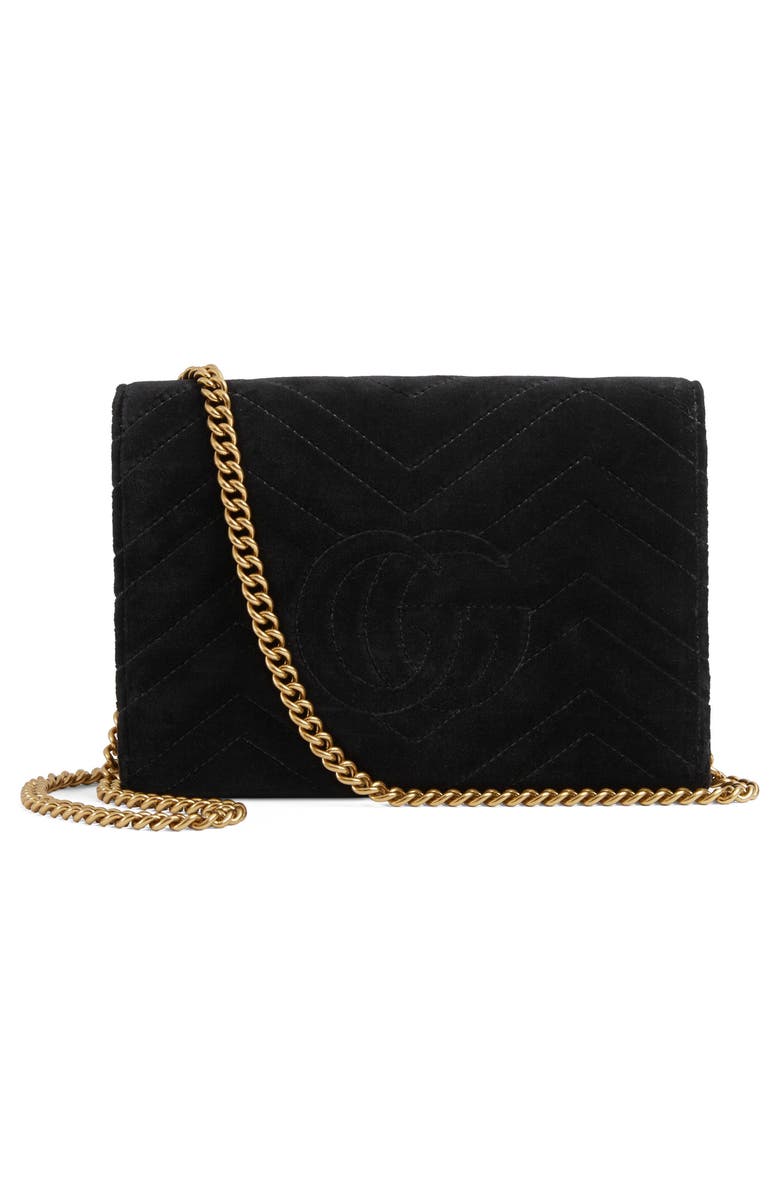 Gucci GG Marmont 2.0 Matelassé Velvet Wallet on a Chain, Alternate, color, 