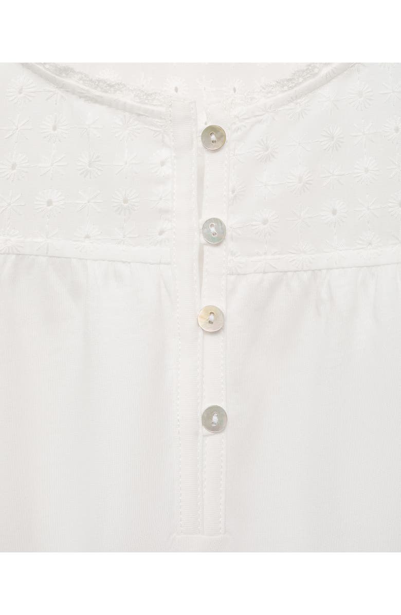 MANGO Embroidered Eyelet Yoke Sleeveless Cotton Nightgown, Alternate, color, White