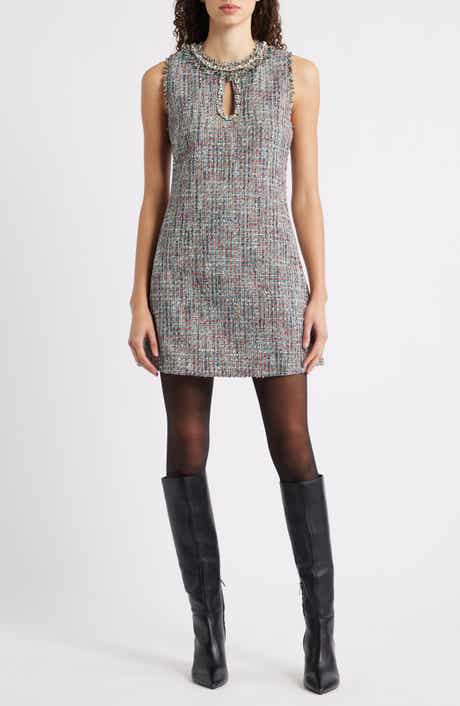 Chelsea28 Embellished Tweed Shfit Minidress