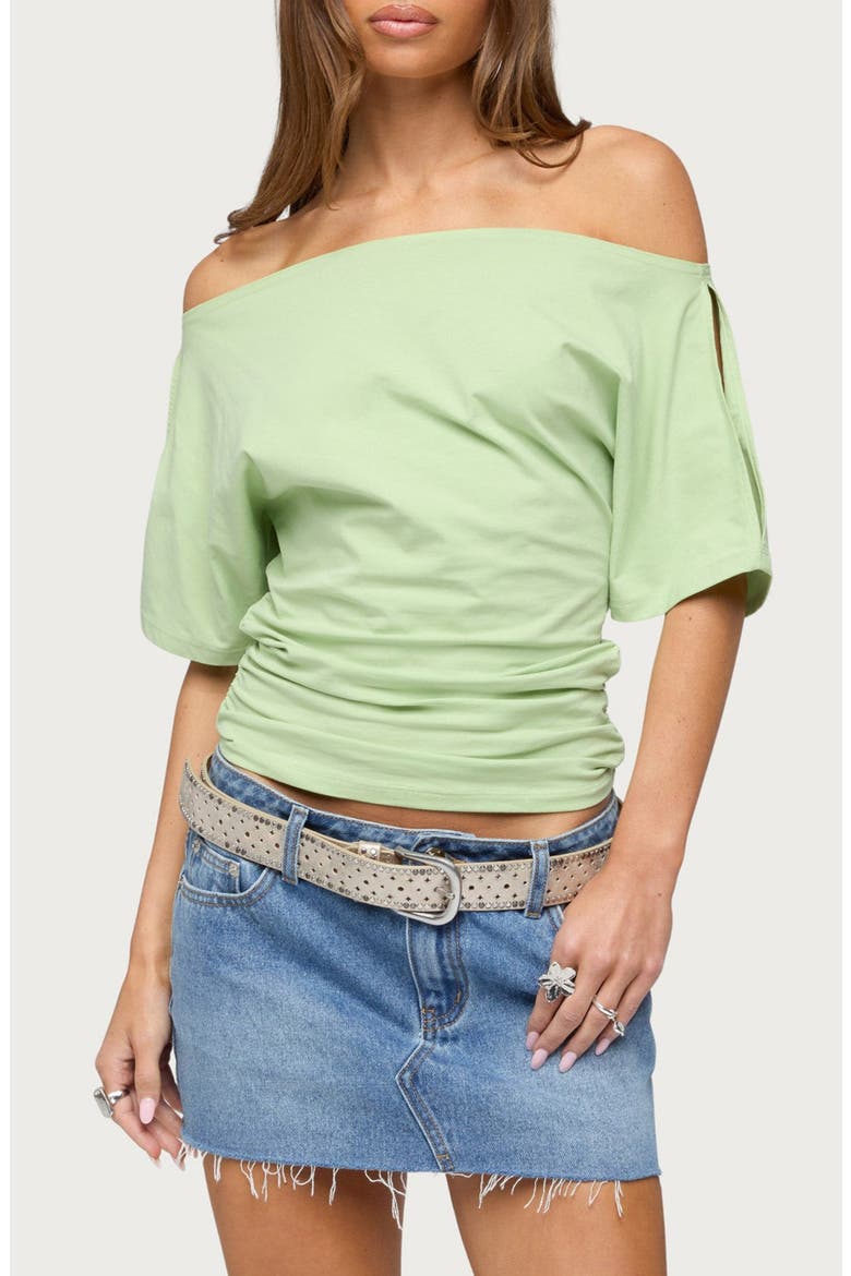 Feng Ruched Off the Shoulder Top, Main, color, SAGE