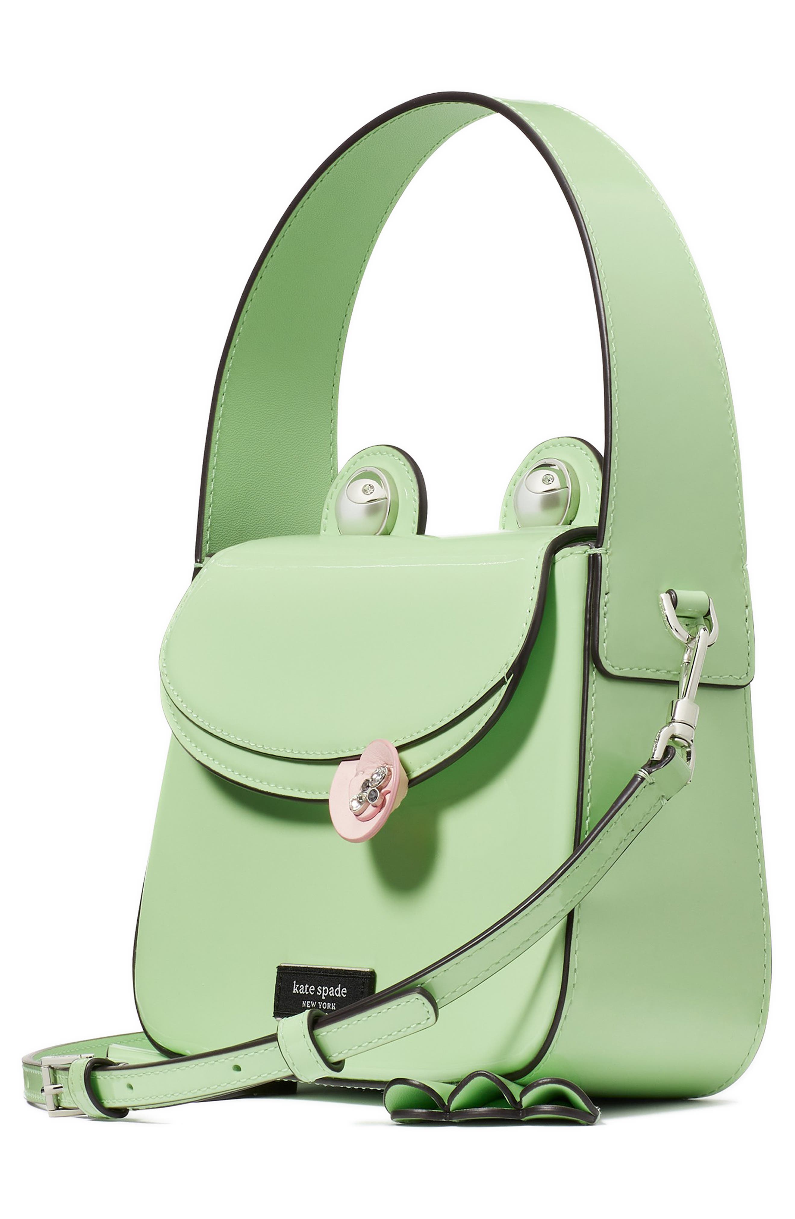 Kate Spade New York lily patent leather frog handbag, Alternate, color, 
