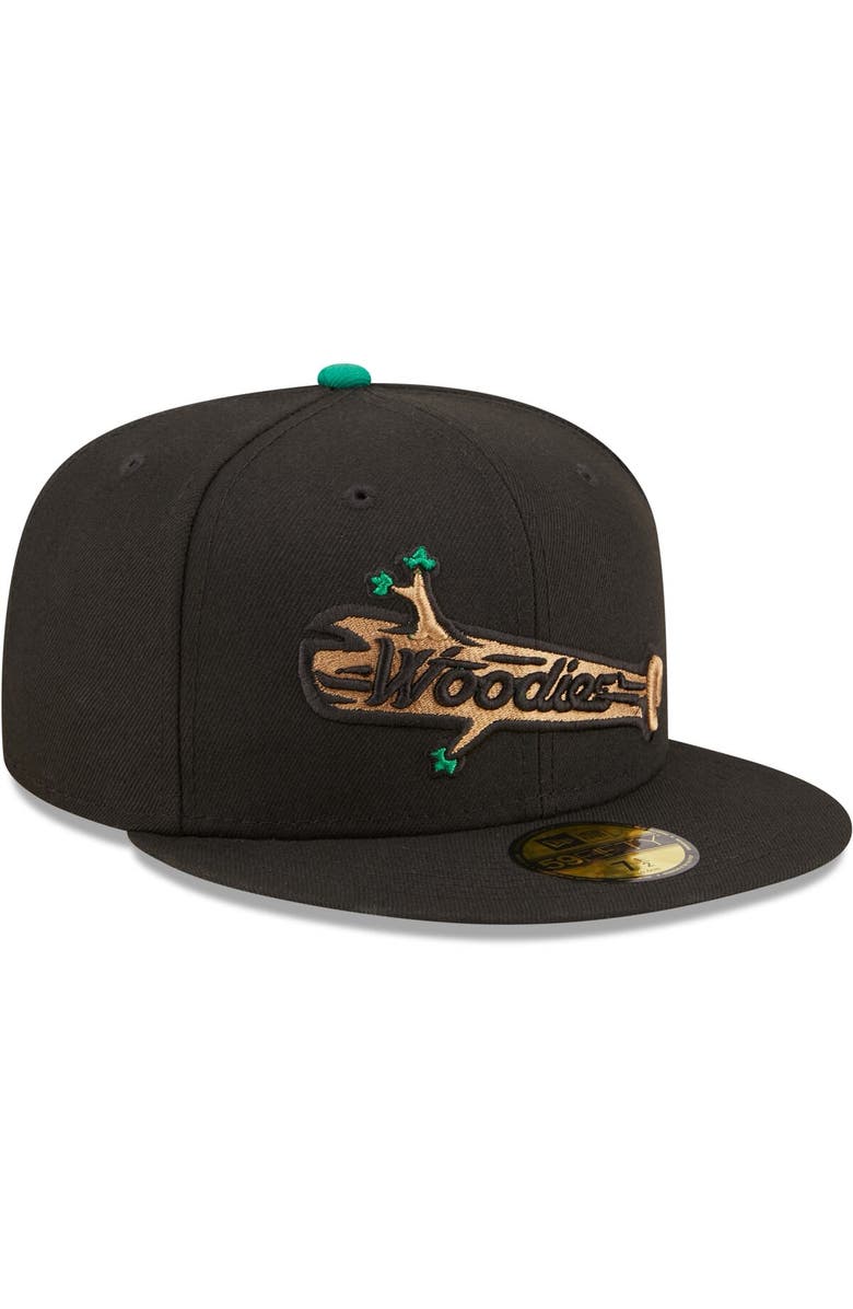 New Era Men's New Era Black Down East Wood Ducks Authentic Collection 59FIFTY Fitted Hat, Alternate, color,