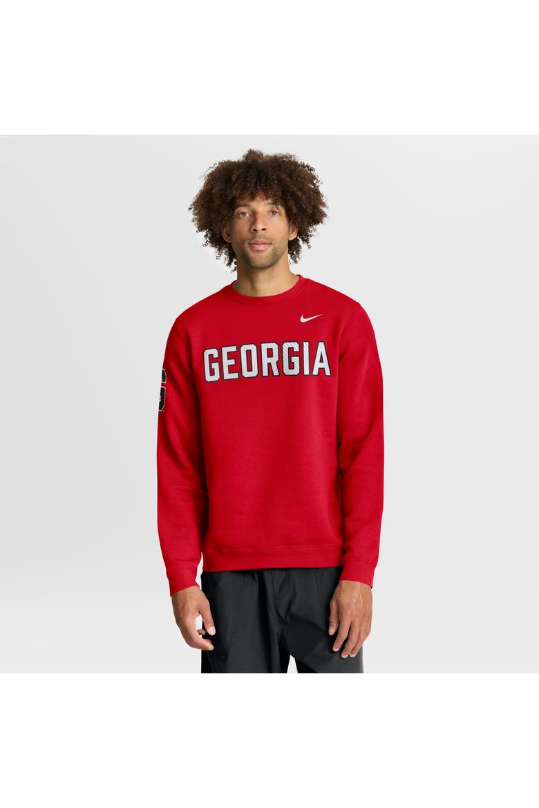 Men's Nike Red Georgia Bulldogs 2026 Sideline Club Sweatshirt, Main, color, Red